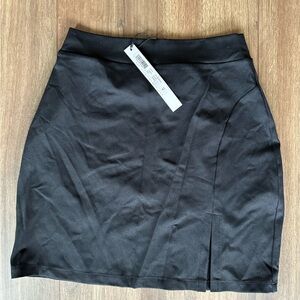 New Susan Monaco Black Stretchy Mini Skirt Leg Slit Size XS